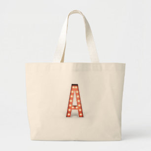 Monogram A Marquee Lights Large Tote Bag