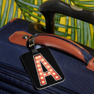 Monogram A Marquee Lights Luggage Tag