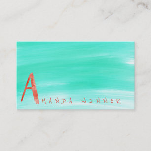 Monogram A Minimalism Mint Watermelon Aquarelle Business Card