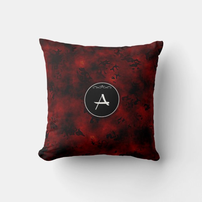 Monogram "A" on red and black design Cushion (Front)