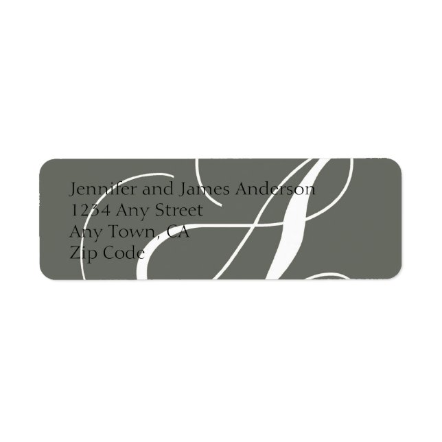 Monogram A Return Address Labels Grey (Front)