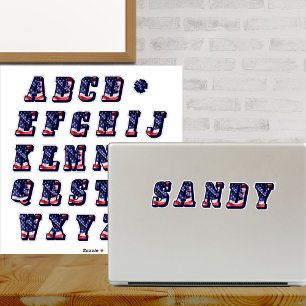 Monogram A to Z American Flag USA Letters Initials