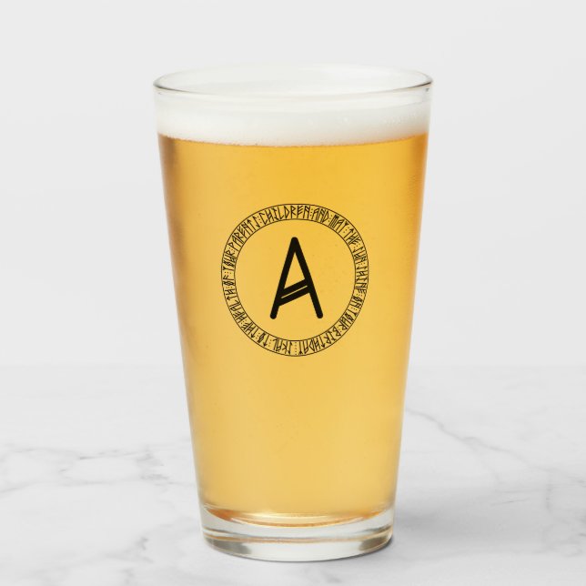 Monogram A - Viking Style - Pint Glass (Front Filled)
