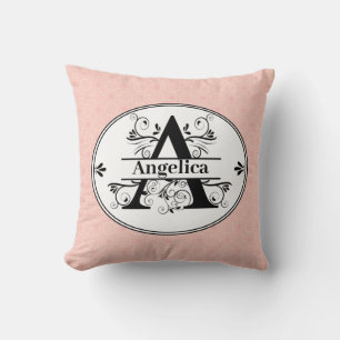 Monogram A with small pink pattern background Cushion