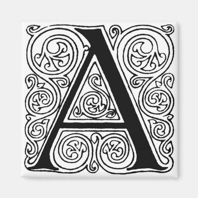 Monogram 'A' With Swirls - Magnet (Front)