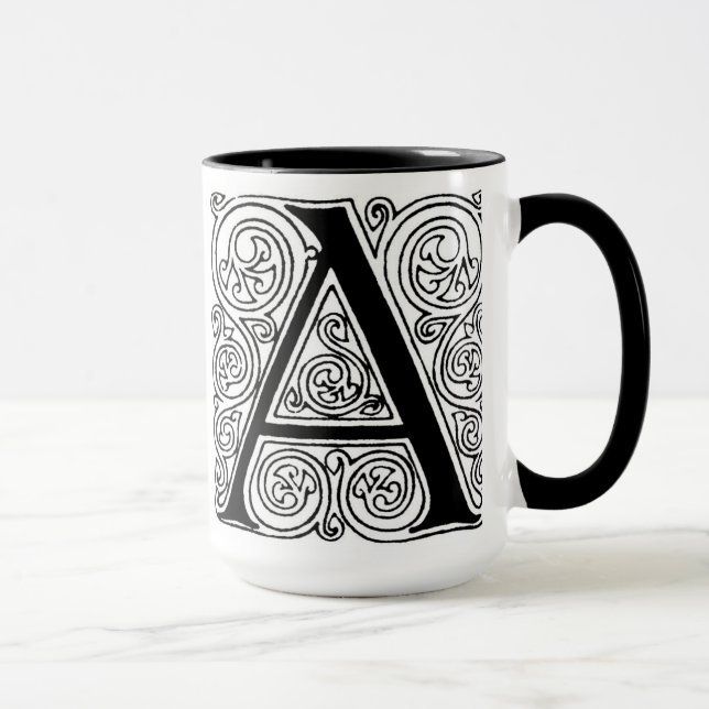 Monogram 'A' With Swirls - Mug (Right)