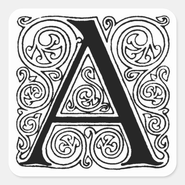 Monogram 'A' With Swirls - Sticker (Front)