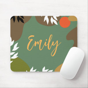 Monogram Abstract and nature Full moon greenery Mouse Mat
