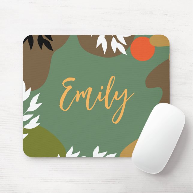 Monogram Abstract and nature Full moon greenery Mouse Mat (With Mouse)