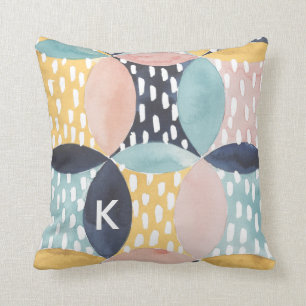 Monogram   Abstract Circle Pattern Cushion