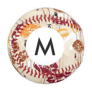 Monogram Abstract Elegance floral pattern 4 Baseball