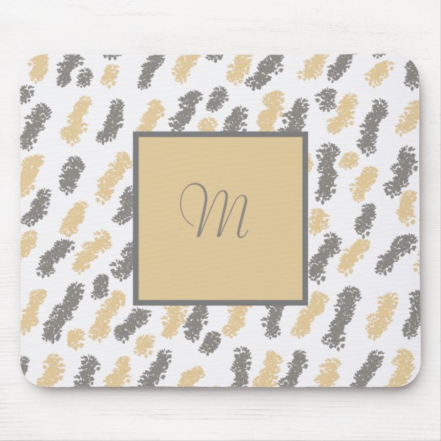 Monogram Abstract Grey Taupe Mouse Pad (Front)