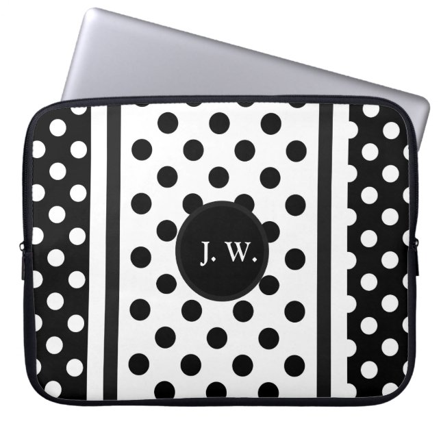 Monogram Abstract In Black And White Laptop Sleeve (Front)