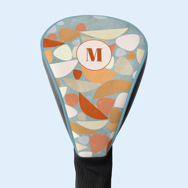 Monogram Abstract Modern Geometric Golf Head Cover (Modern abstract monogram initial personalized unique golf head cover)