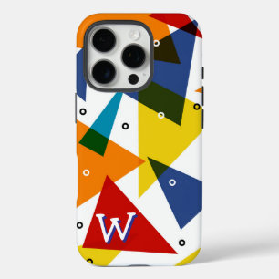 Monogram Abstract Modern Triangles iPhone 16 Pro Case