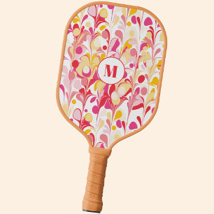 Monogram Abstract Pattern Pink Pickleball Paddle