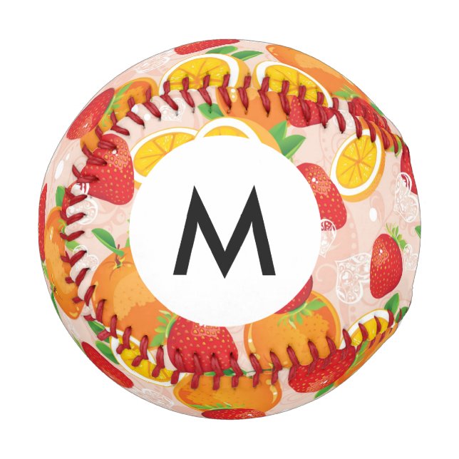 Monogram Abstract pattern with strawberry Baseball (Front Left)