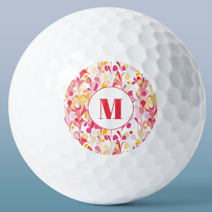 Monogram Abstract Retro Marble Pattern Golf Balls