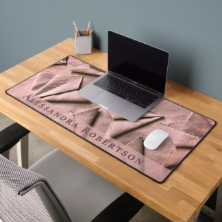 Monogram Abstract Rose Blush Pink Rose Gold Chic Desk Mat