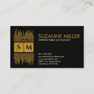 Monogram Accounting Services -Black and Gold Business Card