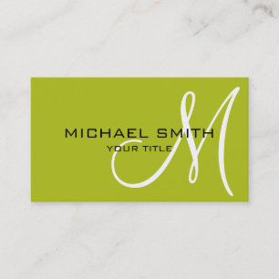 Monogram Acid green colour background Business Card