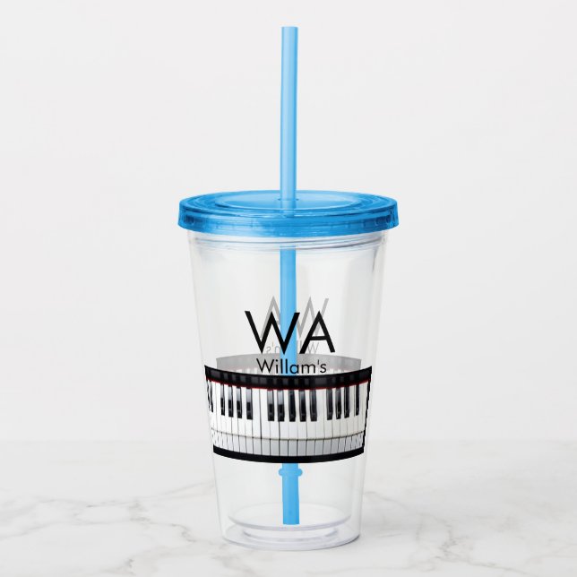 Monogram add initial letter name text piano music  acrylic tumbler (Front)