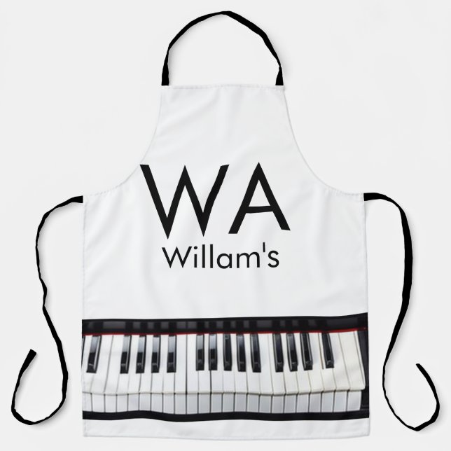 Monogram add initial letter name text piano music  apron (Front)