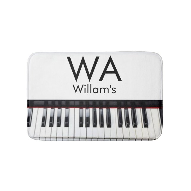 Monogram add initial letter name text piano music  bath mat (Front)