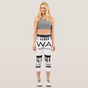 Monogram add initial letter name text piano music  capri leggings