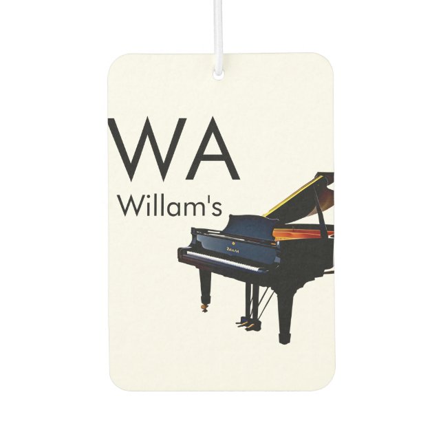 Monogram add initial letter name text piano music  car air freshener (Front)