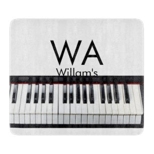 Monogram add initial letter name text piano music cutting board