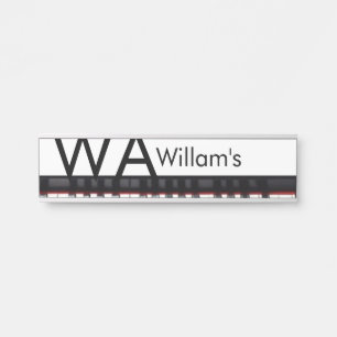 Monogram add initial letter name text piano music door sign