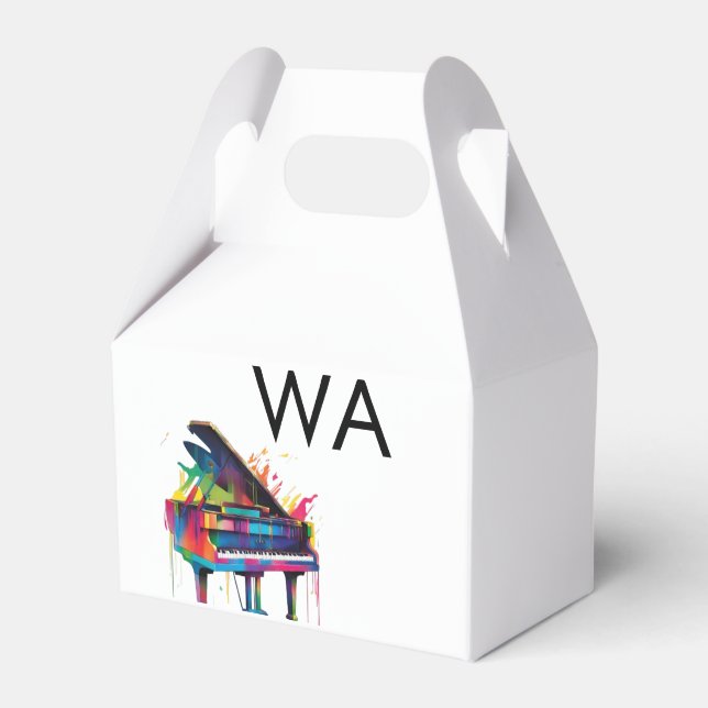 Monogram add initial letter name text piano music  favour box (Front Side)