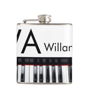 Monogram add initial letter name text piano music  hip flask