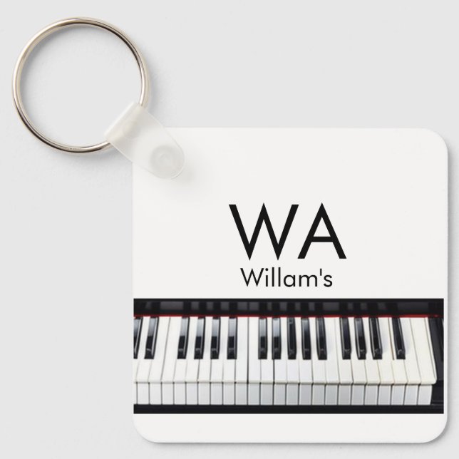 Monogram add initial letter name text piano music  key ring (Front)