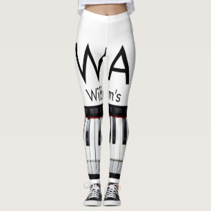 Monogram add initial letter name text piano music  leggings