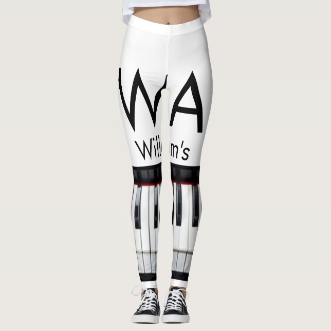 Monogram add initial letter name text piano music  leggings (Front)