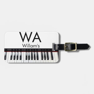 Monogram add initial letter name text piano music luggage tag