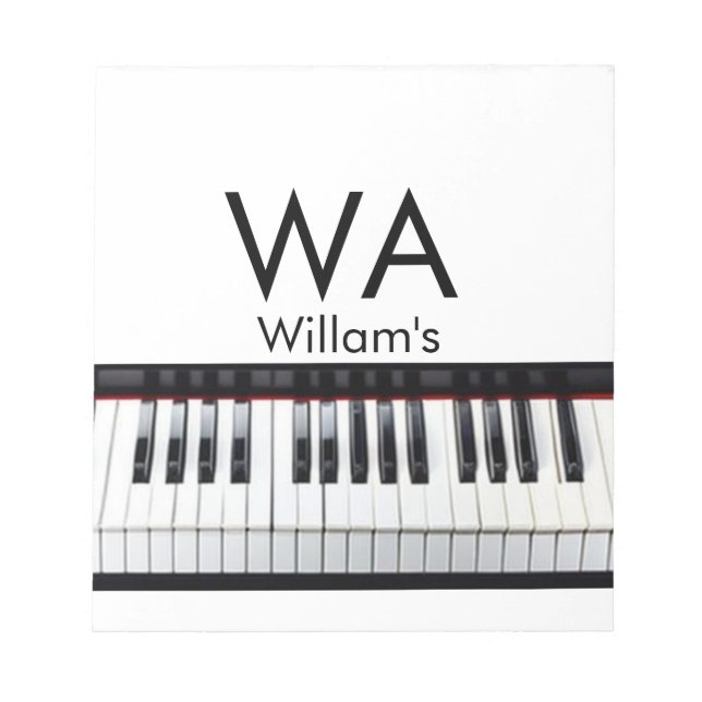 Monogram add initial letter name text piano music  notepad (Front)