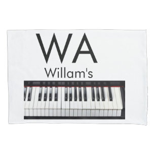 Monogram add initial letter name text piano music  pillowcase