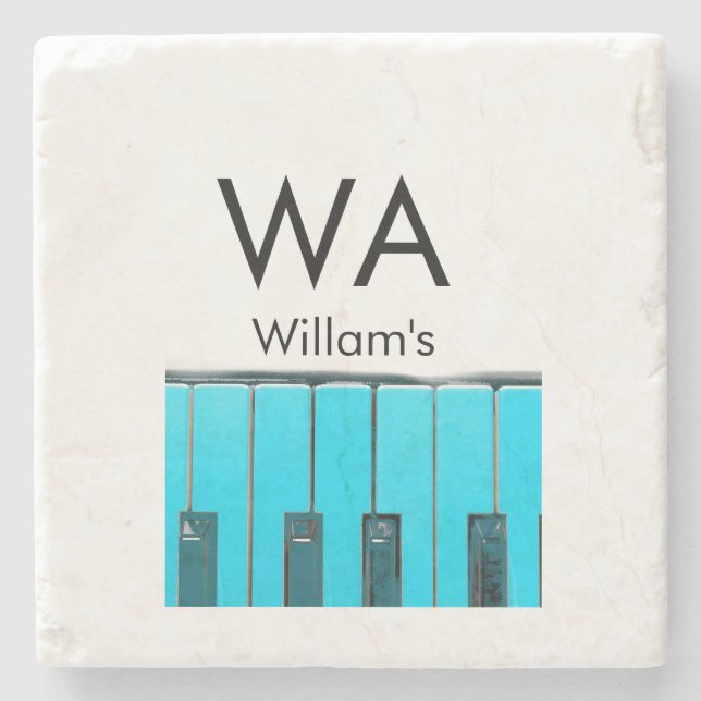 Monogram add initial letter name text piano music  stone coaster (Front)