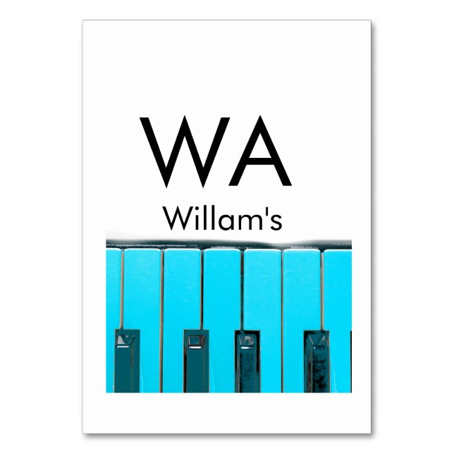 Monogram add initial letter name text piano music  table number (Front)