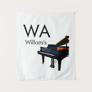 Monogram add initial letter name text piano music tapestry