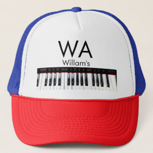 Monogram add initial letter name text piano music trucker hat