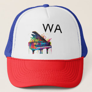 Monogram add initial letter name text piano music trucker hat