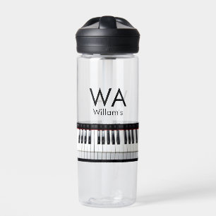 Monogram add initial letter name text piano music water bottle