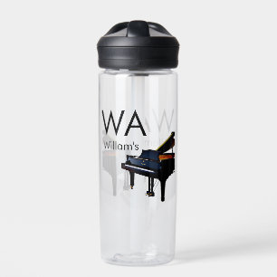 Monogram add initial letter name text piano music water bottle