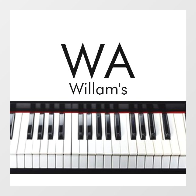 Monogram add initial letter name text piano music  window cling (Sheet)