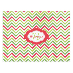 Monogram Add Name Chevron Christmas Tablecloth