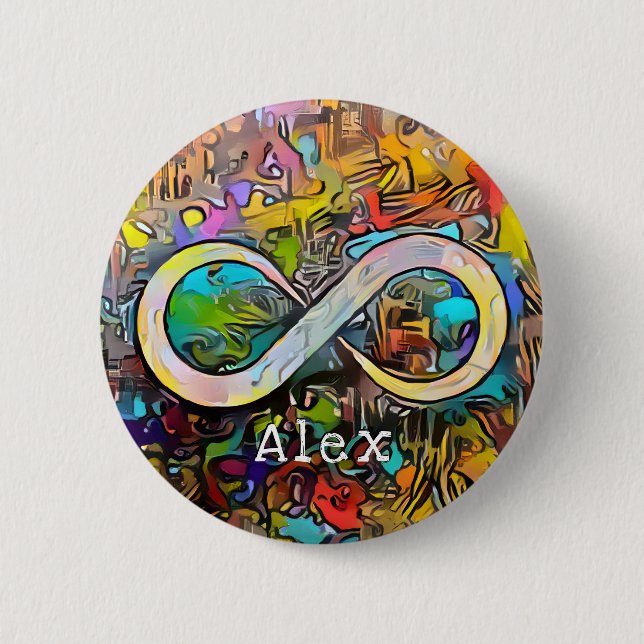 Monogram | Add Name | Infinity Symbol 6 Cm Round Badge (Front)